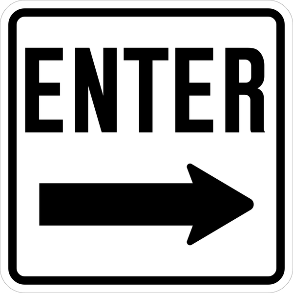 Enter Sign Black on White Background with Right Pointing Arrow ...