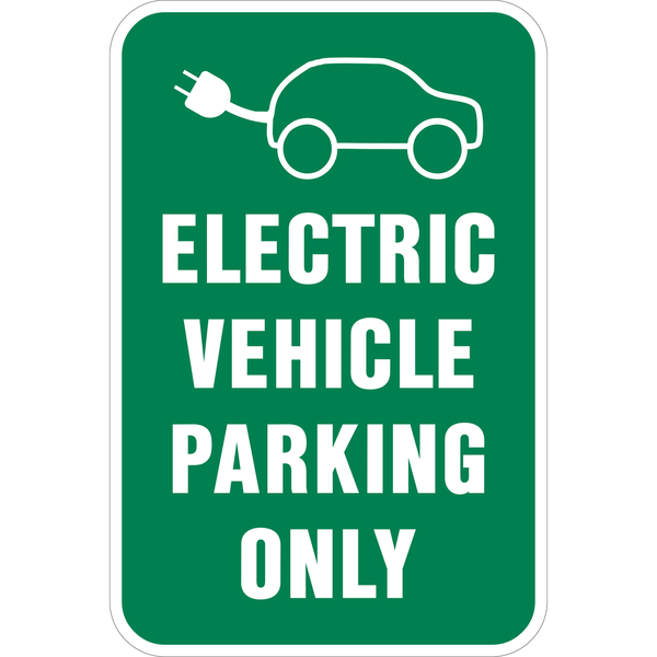 Electric Vehicle Parking Only Sign White Text on Green Background ...