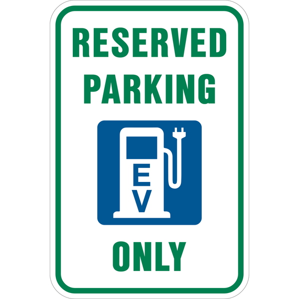 Reserved Parking Electric Vehicle Only Sign with Blue EV Symbol ...