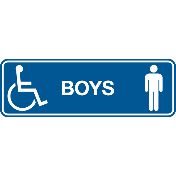 Boys Accessible With Text, Male & Wheelchair Graphics Long Rectangle L 